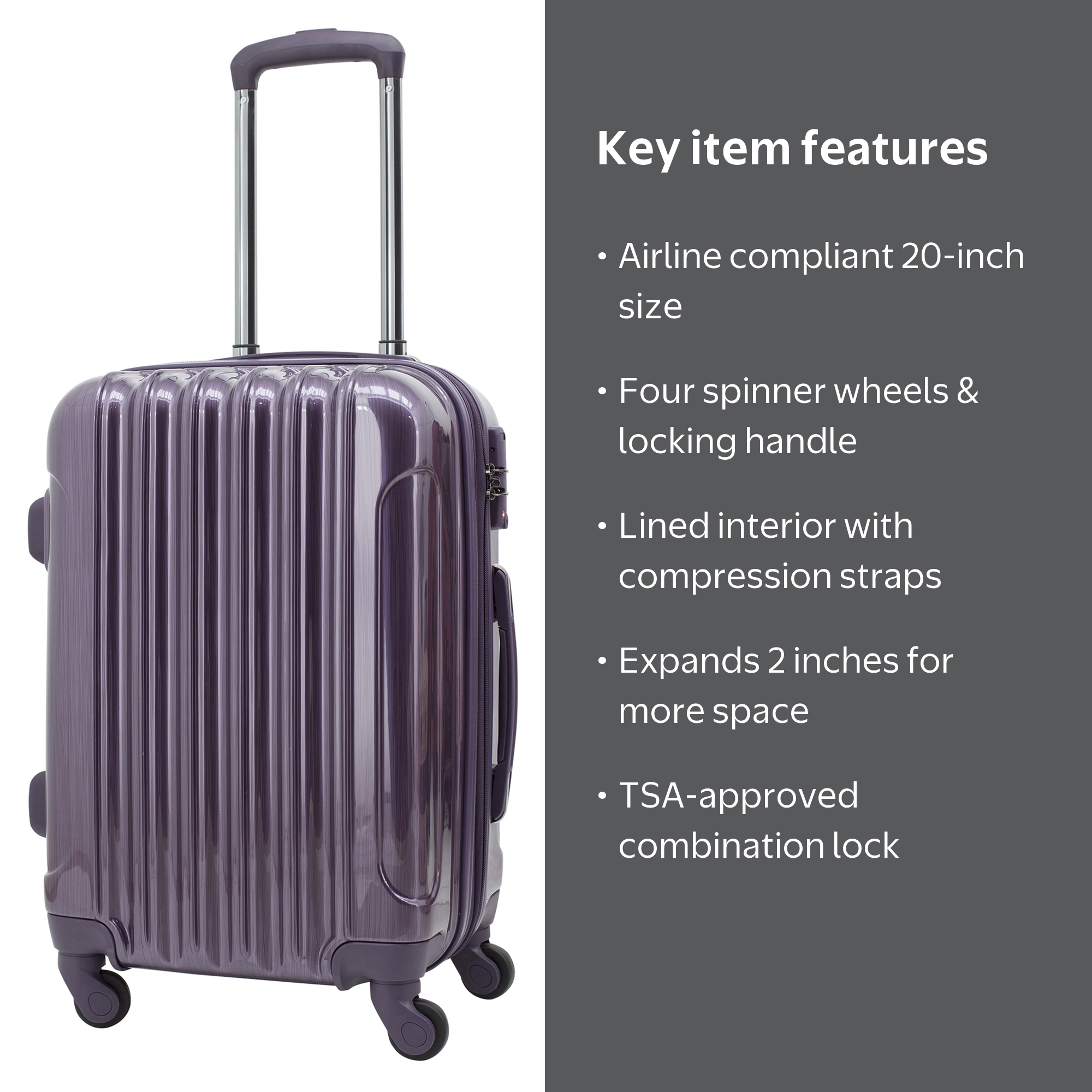 Protege Briarleigh 20 in Hardside Rolling Upright Carry-On Luggage