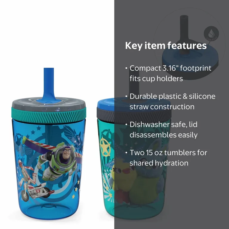 Zak Designs Toy Story Kelso Travel Straw Tumbler 15oz 2pk