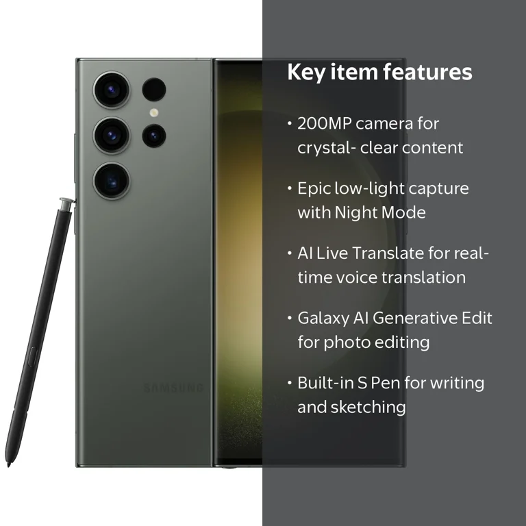 SAMSUNG Galaxy S23 Ultra, 256GB, 200MP, Night Mode, S Pen