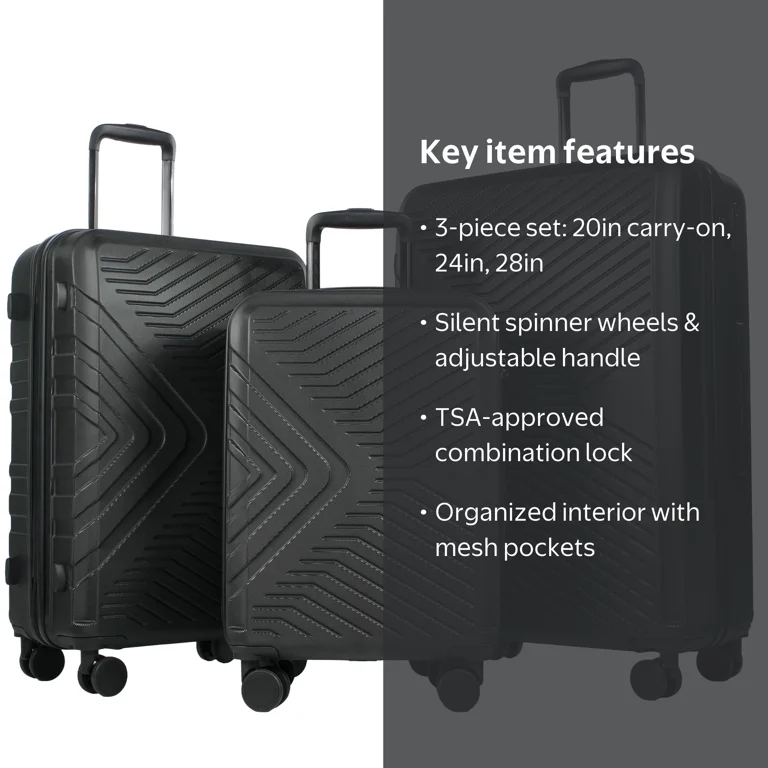 Travelhouse 3 Piece Hardshell Luggage Set Hardside Lightweight