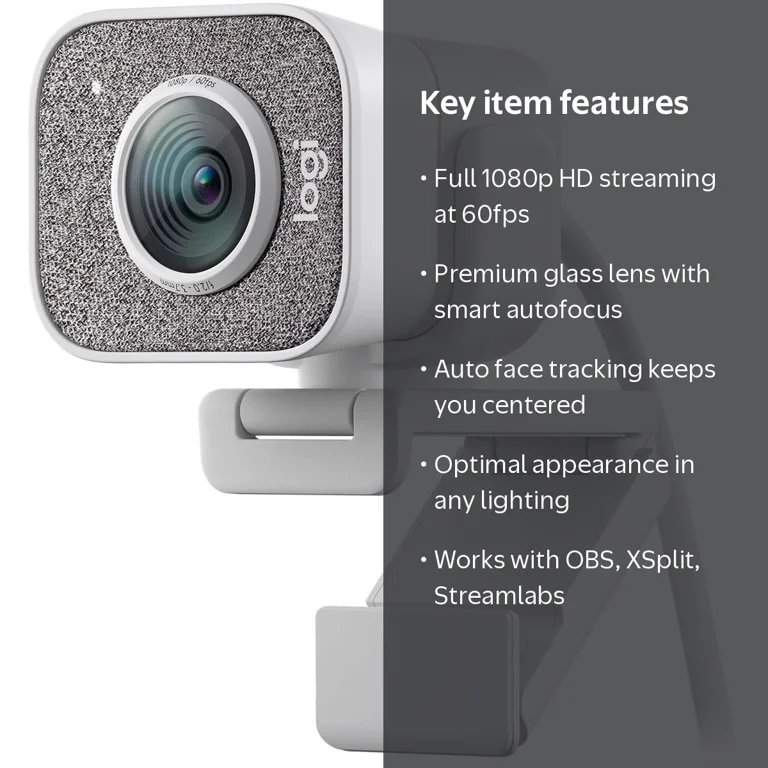 Logitech, Webcam, Full HD 1080p 60 fps, Off-white, Auto-Focus