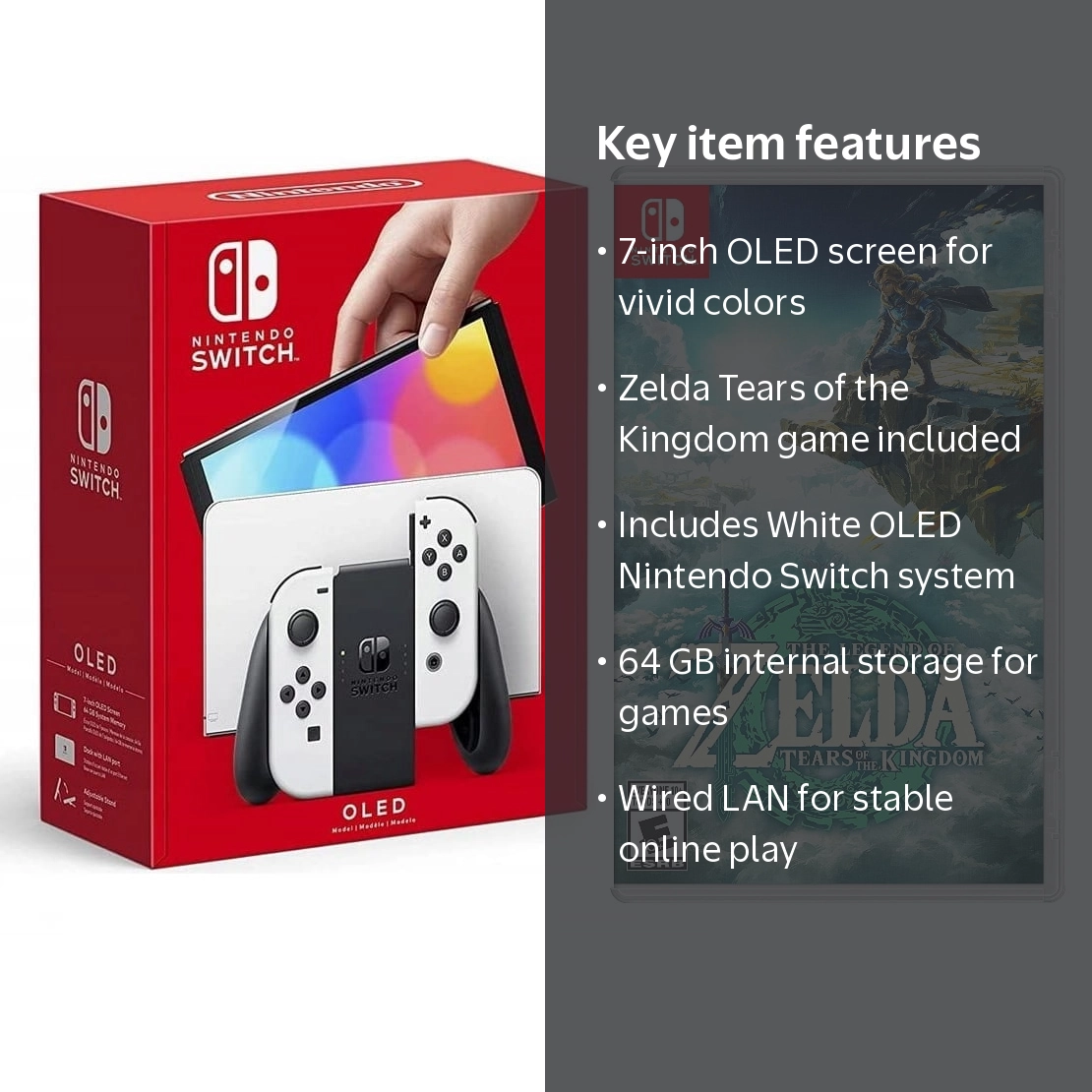 Nintendo Switch OLED White Bundle with Zelda Tears of the Kingdom