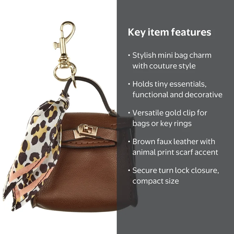 Mini Bag with Scarf Charm by Conair, Brown - Walmart.com