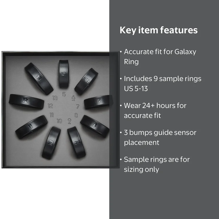 Samsung Galaxy Ring Sizing Kit, Includes 9 Sample Sizes, Black
