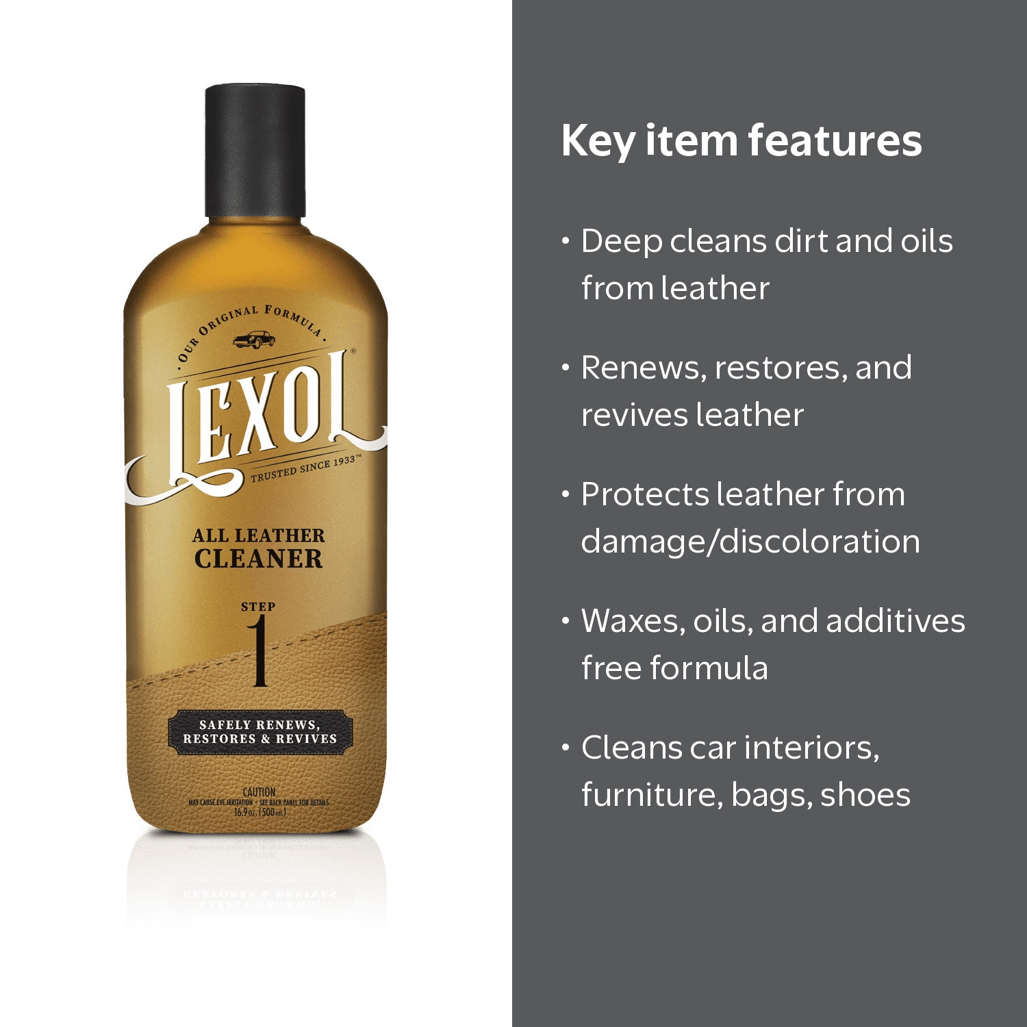 LEXOL All Leather Cleaner, 16.9 OZ, Damage-Resistant Leather