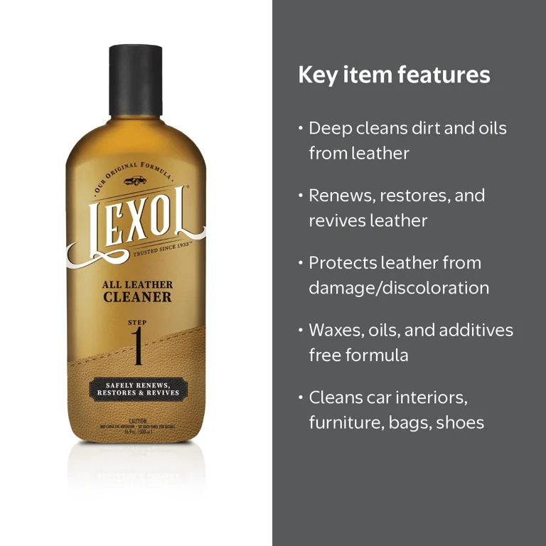 LEXOL All Leather Cleaner, 16.9 OZ, Damage-Resistant Leather