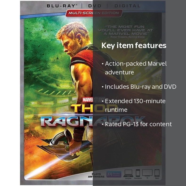 Disney's Marvel Thor: Ragnarok Blu-ray + DVD Set, Loki, Action