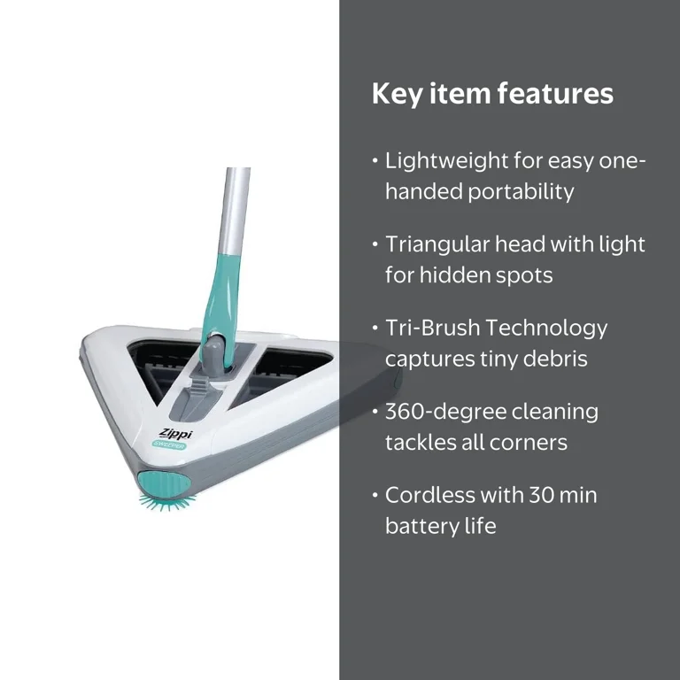 Zippi Sweeper - Standard Version, Lightweight Cordless with Tri