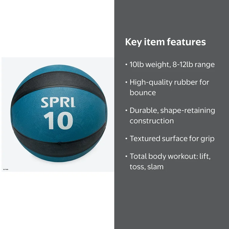 SPRI Medicine Exercise Ball, 10lb Weighted Ball, Rubber - Walmart.com
