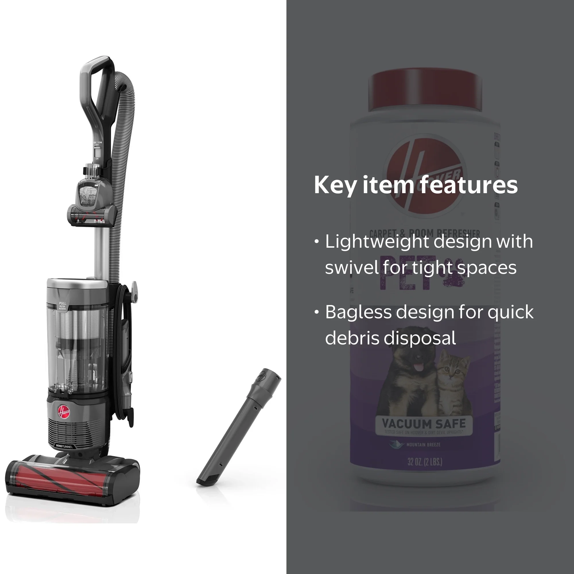 Hoover Bagless Upright Vacuum, Windtunnel Swivel Pet & Hoover Pet