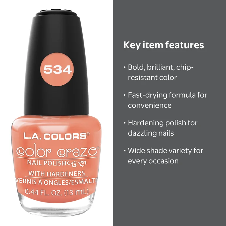 L.A. COLORS Color Craze Nail Polish Hottie 0.44 fl oz Vivid Bright