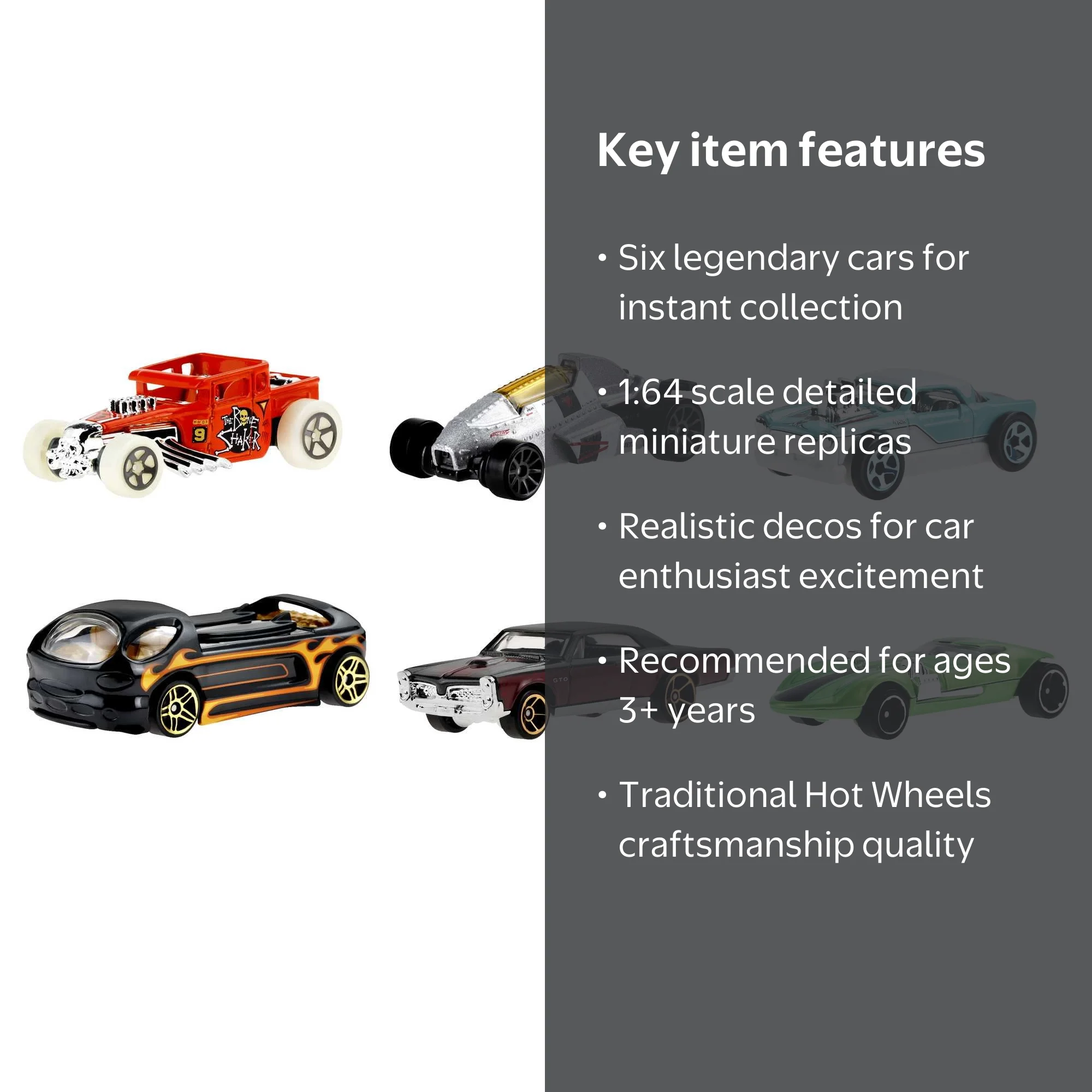 Hot Wheels Legends Collectable 6-Pack 1:64 Scale Toy Cars (Styles