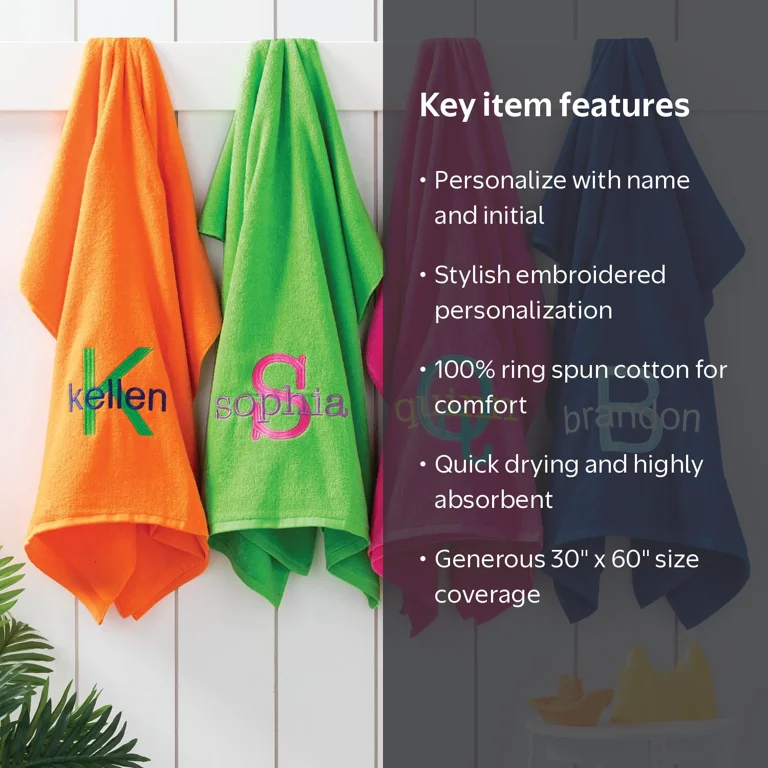 “ TERRY” beach towel Colorful Initial Terry Loop Small Beach Towel - Walmart.com