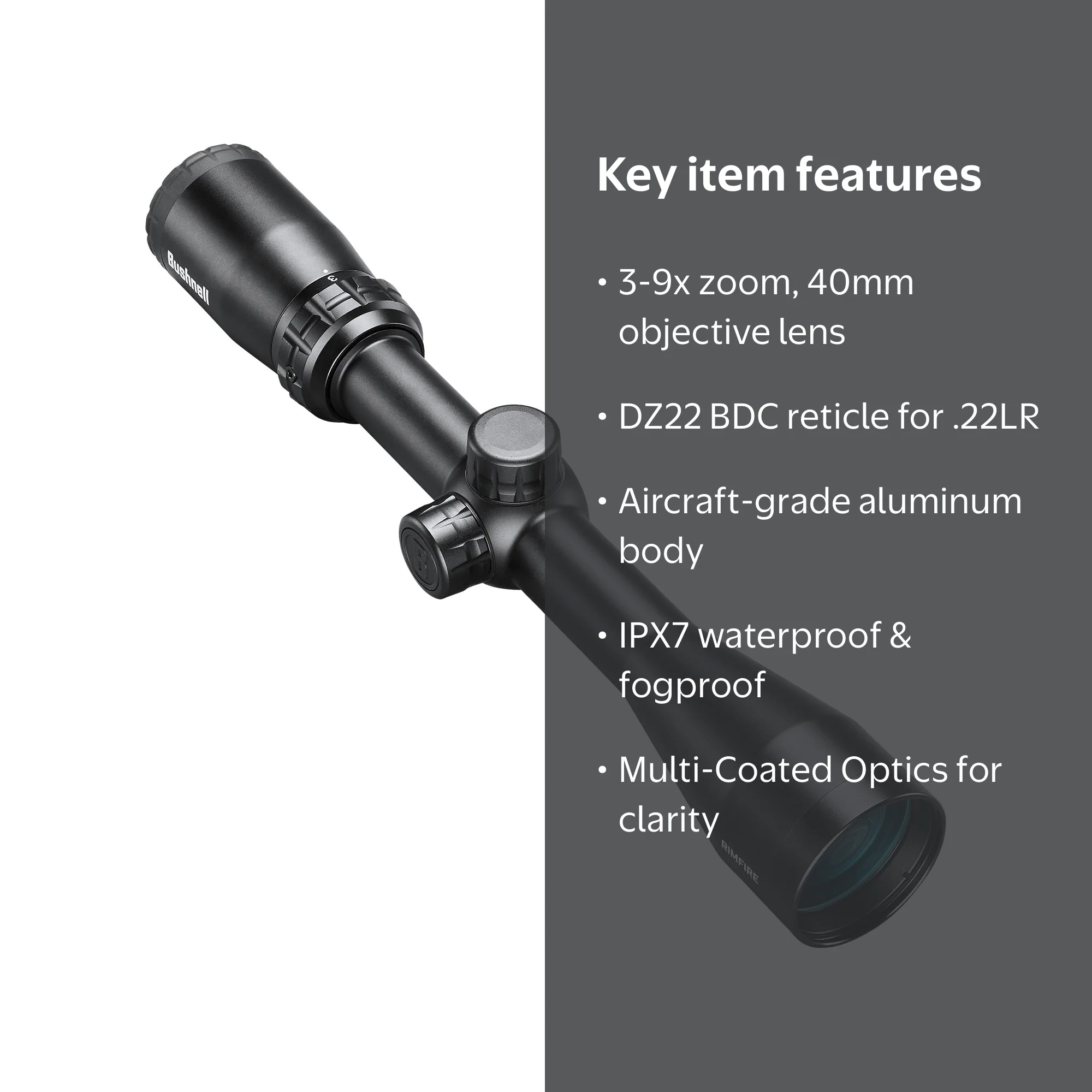 Bushnell Rimfire Optics 3x-9x 40mm DZ22 Riflescope with Enhanced
