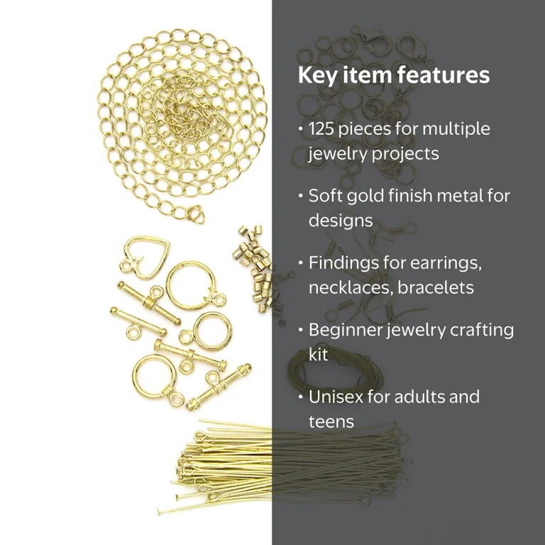 Cousin DIY Jewelry Making Findings Starter Pack, Soft Gold Finish