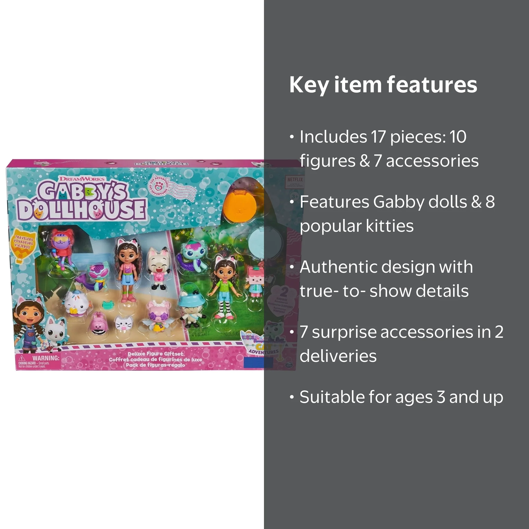 Gabby's Dollhouse Deluxe Figure Bundle: Cake Cat Characters Set