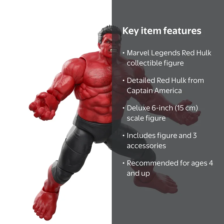 Captain America, Marvel Legends Series Red Hulk, 6 inch action