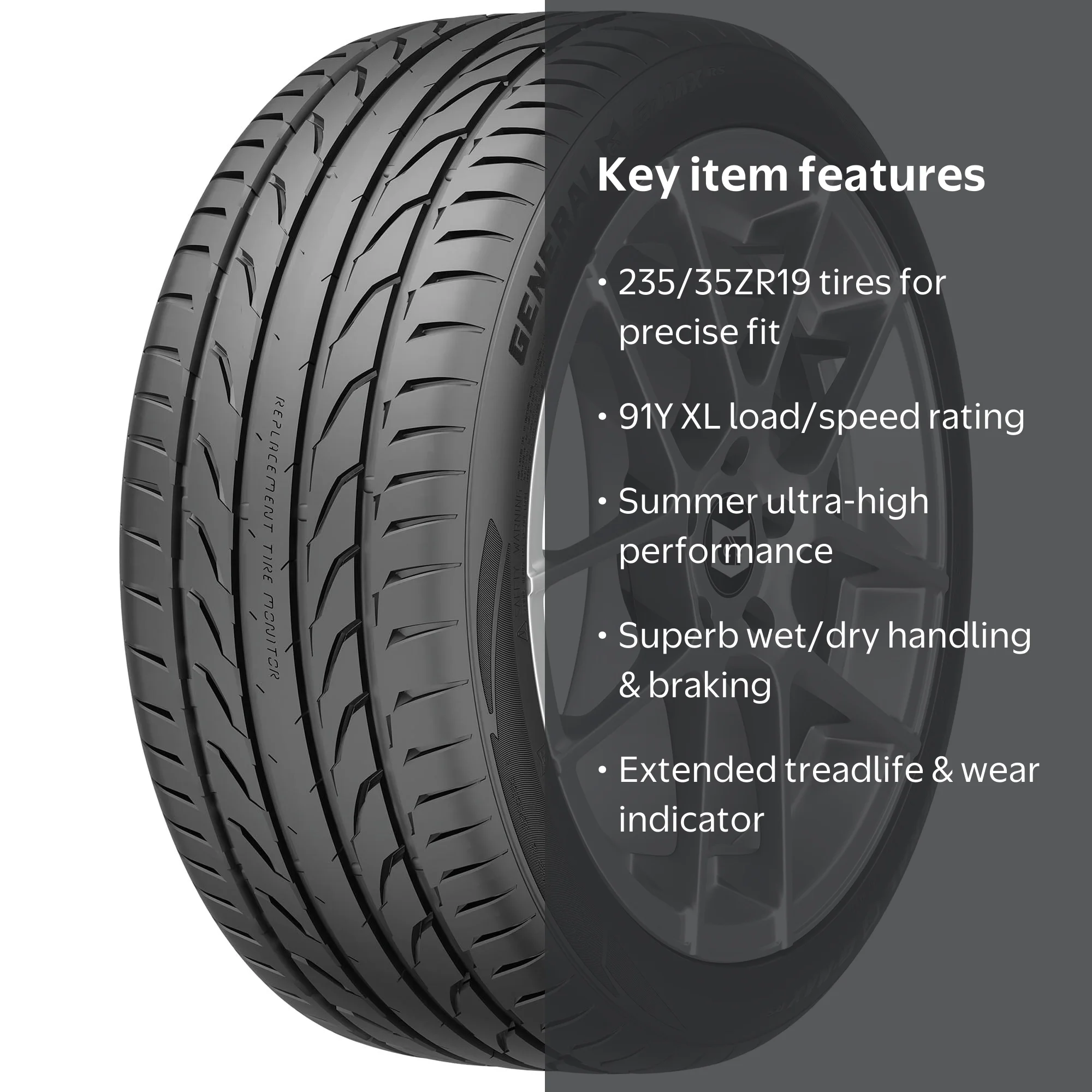 シバタイヤ235/35ZR19 General G-MAX RS UHP Summer 235/35ZR19 91Y XL Passenger Tire