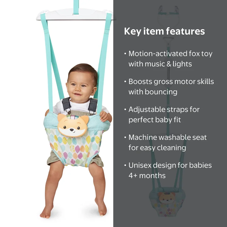 baby Infantino 2-in-1 Music & Lights Doorway Baby Jumper, Fox Motion