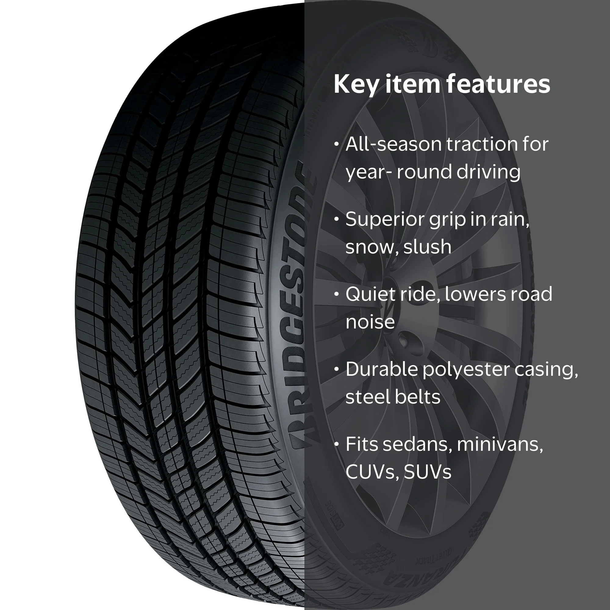 Bridgestone, Passenger Tire, 195/65R15 91H, All Season QuietTrack