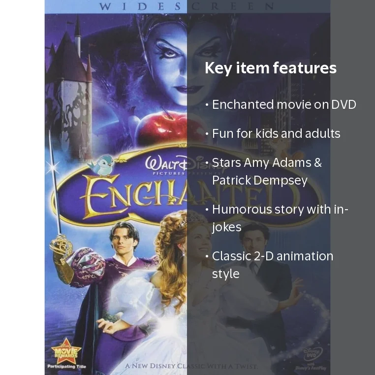 Disney, Enchanted DVD, PG, with Amy Adams and James Marsden