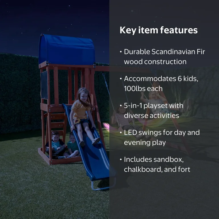 Sportspower Northern Lights 5-in-1 Wooden Swing Set for Kids Ages