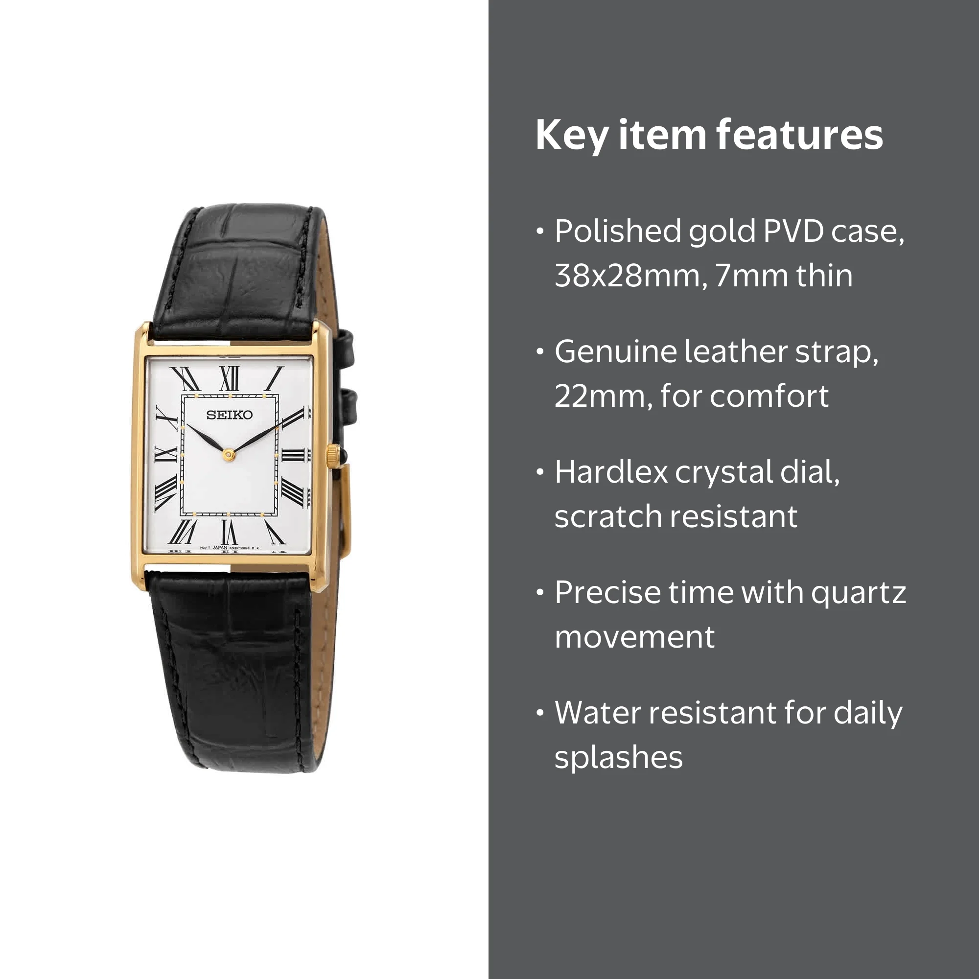 Seiko Essentials Unisex Watch SWR052, Quartz, Gold-tone Steel Case