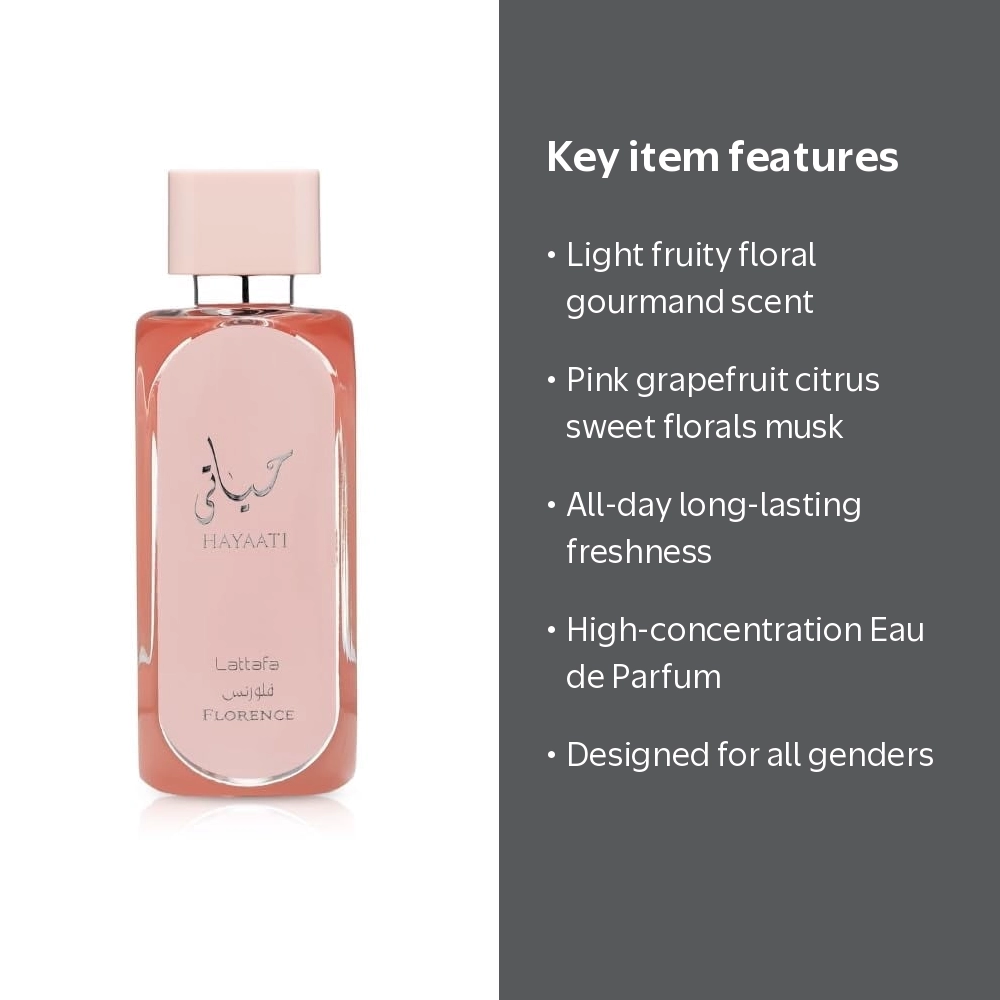 Lattafa, Hayaati Florence Unisex EDP, 3.4 oz, Long-Lasting