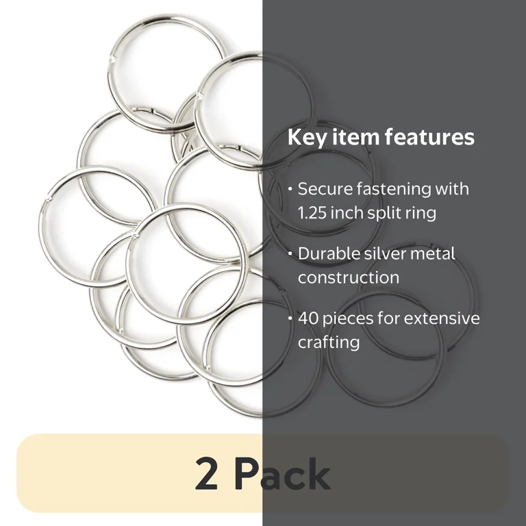 2 pack) Cousin DIY 1.25 inch Silver Split Rings – 40-Piece Metal
