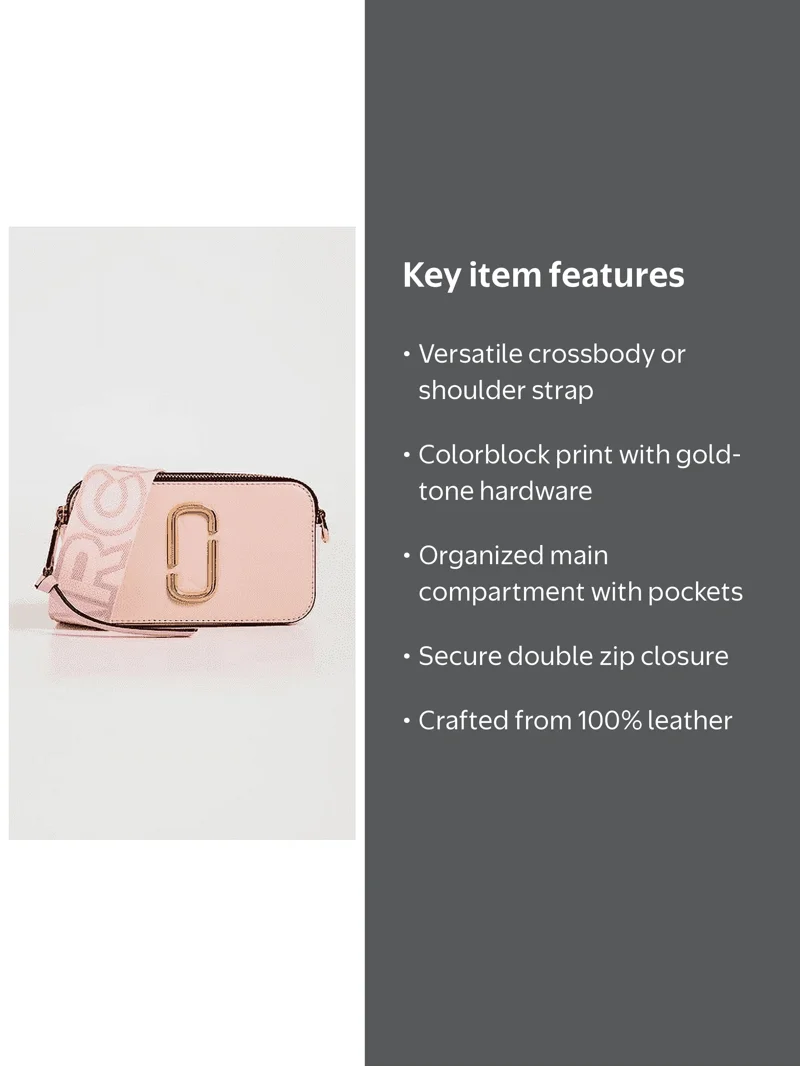 Marc Jacobs Womens The Snapshot Crossbody Bag Rose Multi, Leather