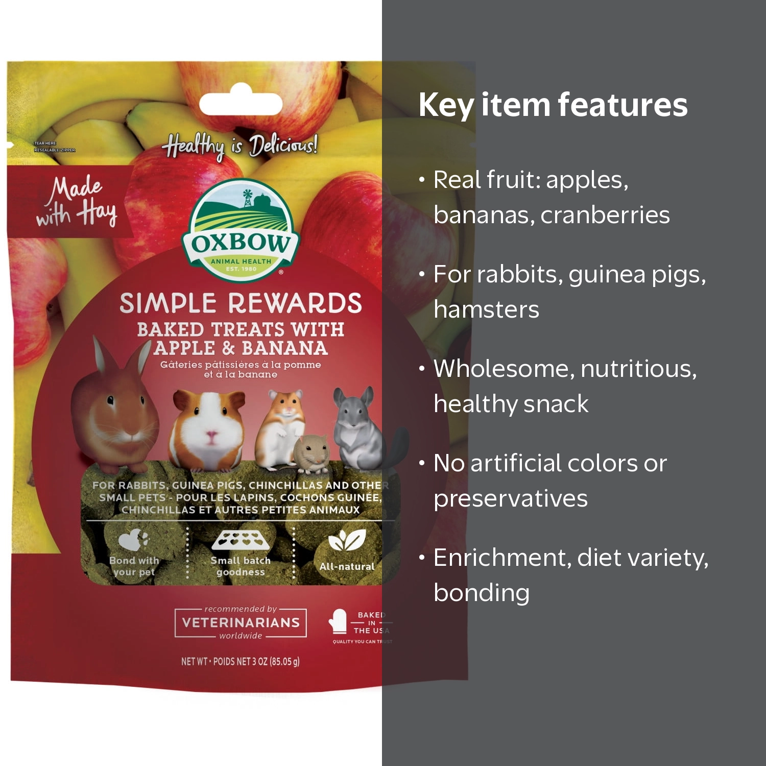 Oxbow Simple Rewards Apple Banana Treats 3oz. - Walmart.com