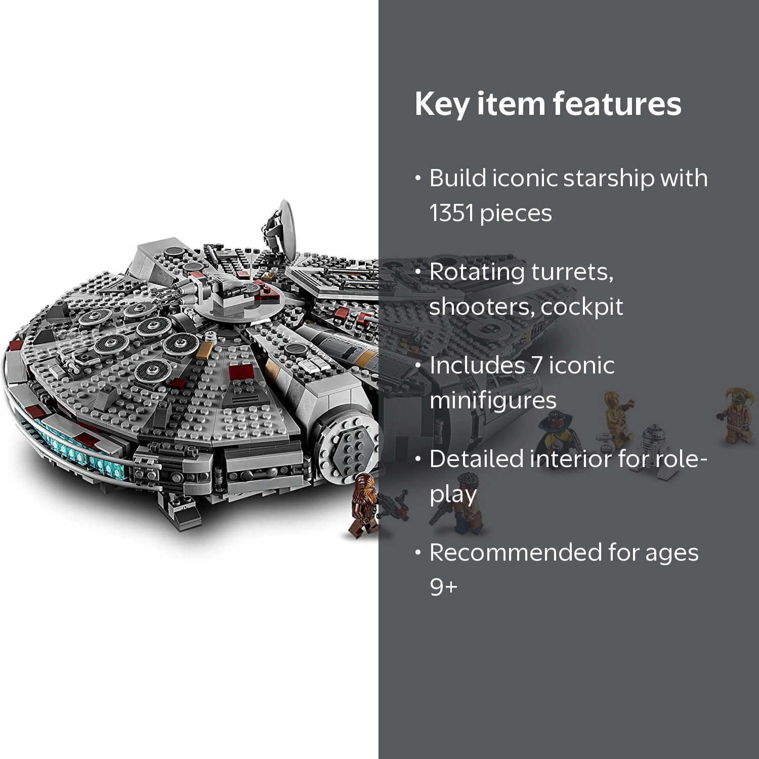 LEGO Star Wars 75257 Millennium Falcon Building Set with Finn