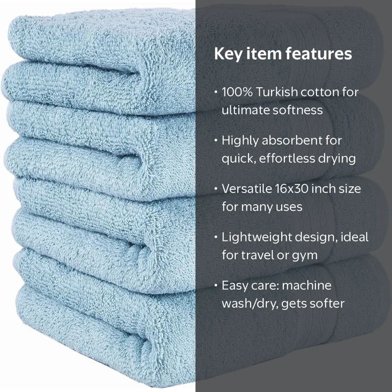 REGAL RUBY Quick-Dry 4 Pieces Light Blue Hand Towels Highly