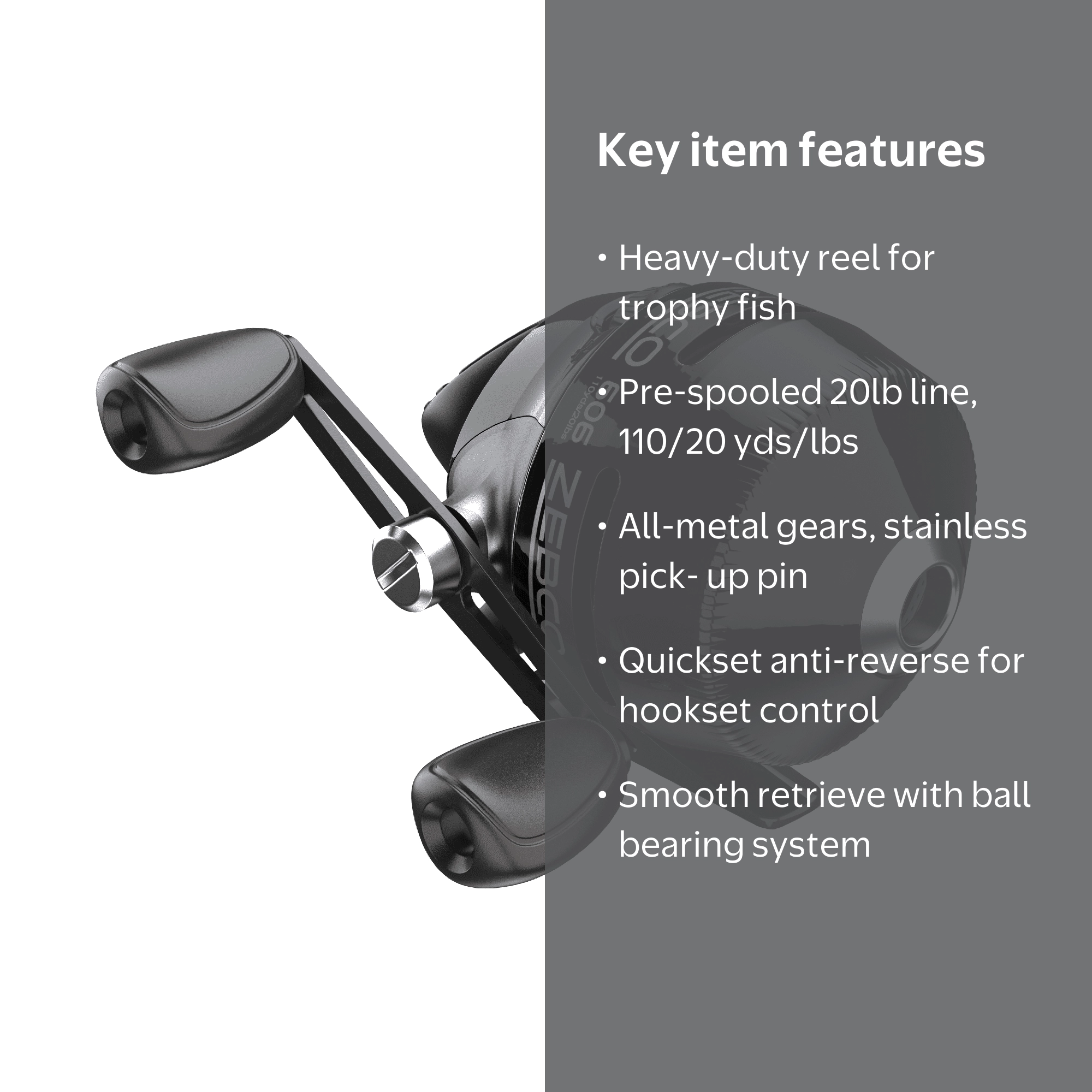 Zebco 606 Heavy-Duty Spincast Fishing Reel with Bite Alert, Size