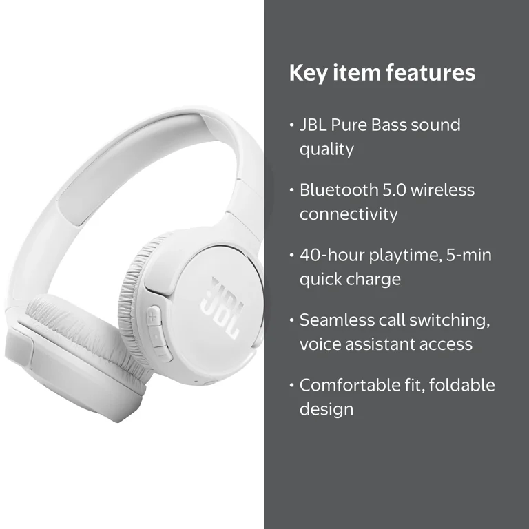 JBL Tune 510BT Pure Bass Wireless Bluetooth Headset with
