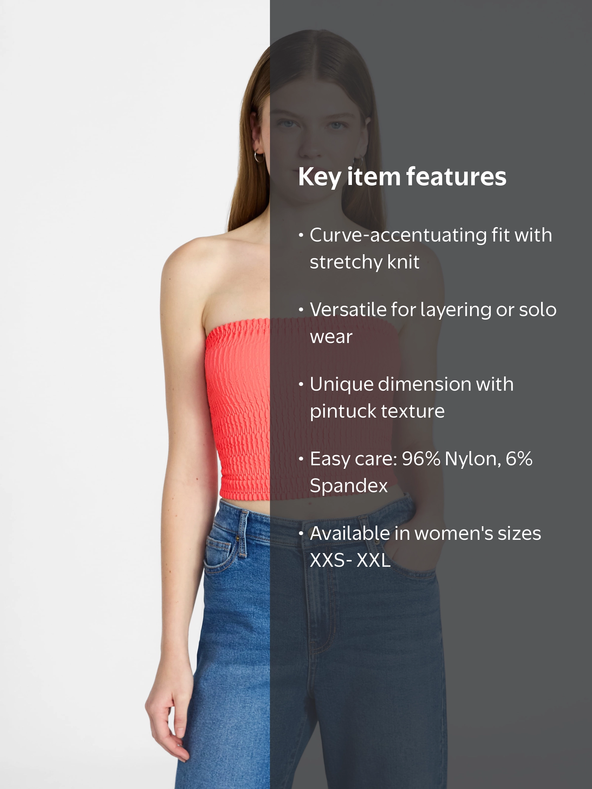 トップス tope tubetop No Boundaries Seamless Textured Tube Top, Women's XXS-XXL