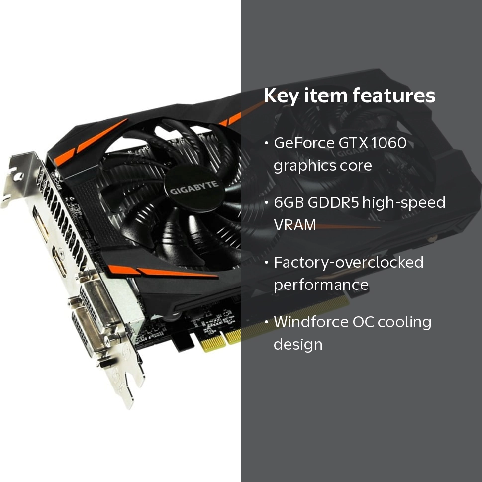 Gigabyte GeForce GTX 1060 Windforce OC 6GB GDDR5 Graphics Cards GV