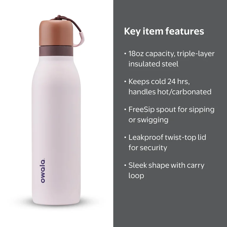 Owala FreeSip Twist Bottle, 18-oz, Sleepy Lavender, Insulated