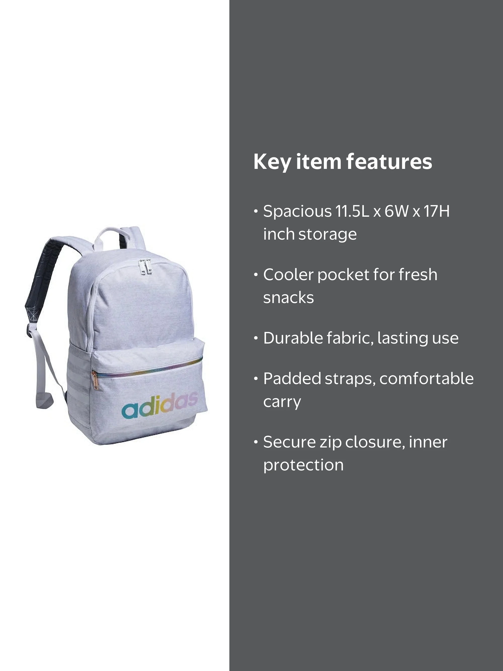 adidas backpack with cooler pocket Excel 7 School for Laptop, Gym and Travel, 34L, Black/White/7, OSFA : Electronics Its triangle clip keeps essentials secure Adidas - Brandclub - adidas