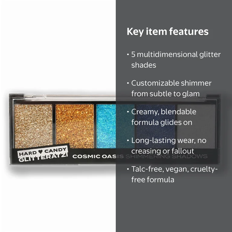 Hard Candy, Glitteratzi Shadow Palette, Cosmic Oasis, 5 Shimmering