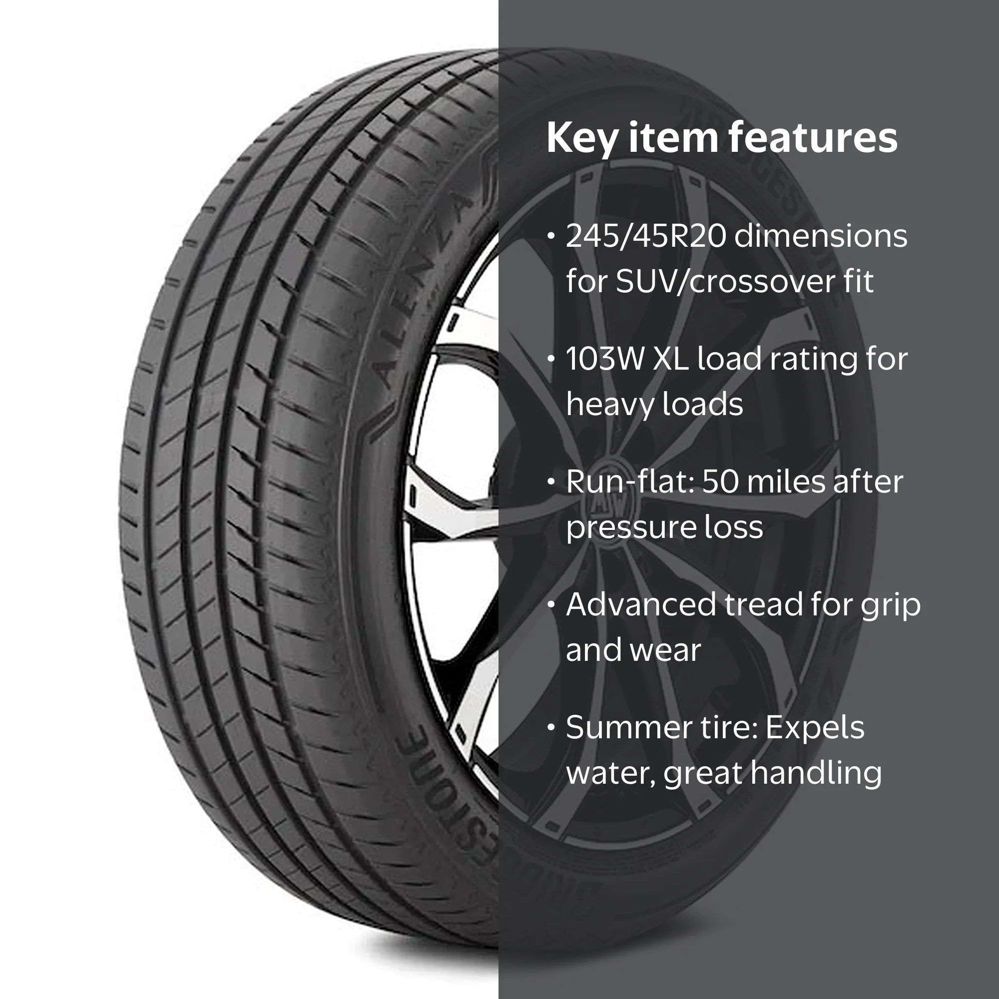 Bridgestone Alenza 001 RFT UHP Summer 245/45R20 103W XL Passenger