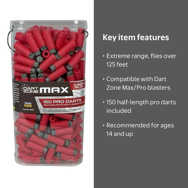 Dart Zone Max Half-Length Pro Darts 150ct, Compatible with Pro