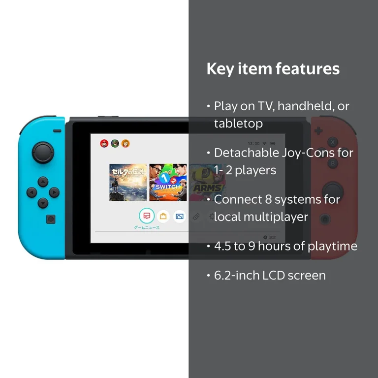 Nintendo Console with Neon Blue and Neon Red Joy-Con, Handheld