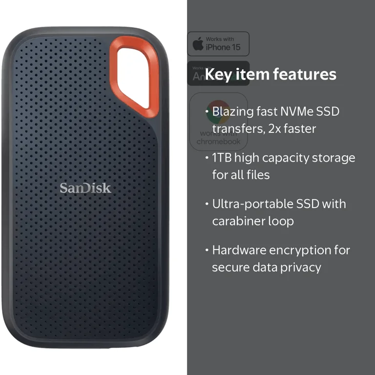 SanDisk, External Solid State Drive, 1TB, Portable Black - Walmart.com