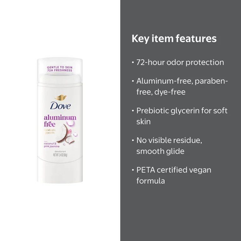 Dove Deodorant Stick for 72 Hour Odor Protection Coconut & Pink