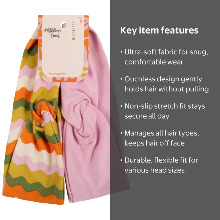 Goody Tru x Maeberry Twist Headbands, Ultra-Soft Head Wrap