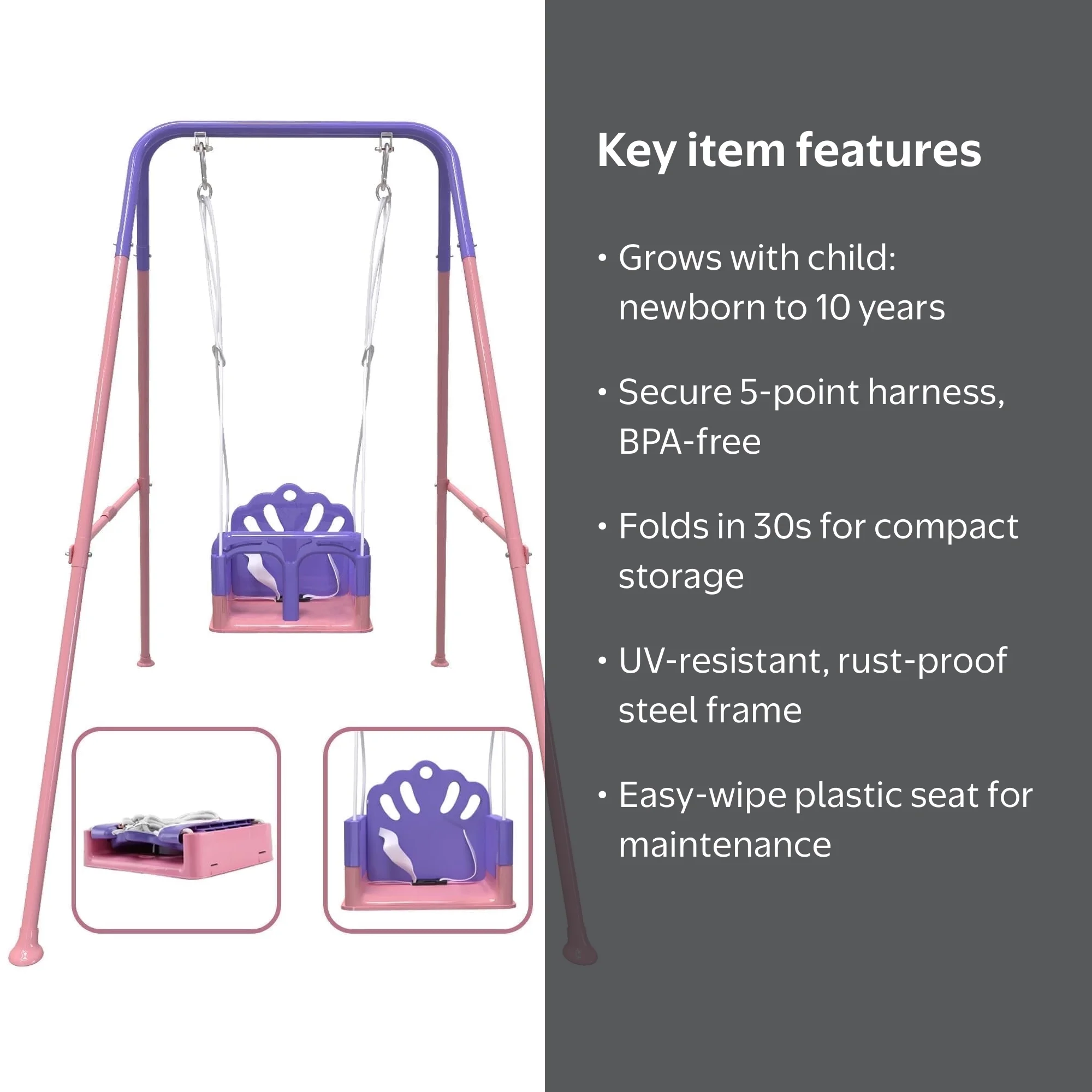 G TALECO GEAR Baby Swings for Outdoors, Foldable Infant Swing with