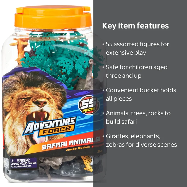 Adventure Force Safari Animals Jumbo Bucket, 55 Pieces - Walmart.com