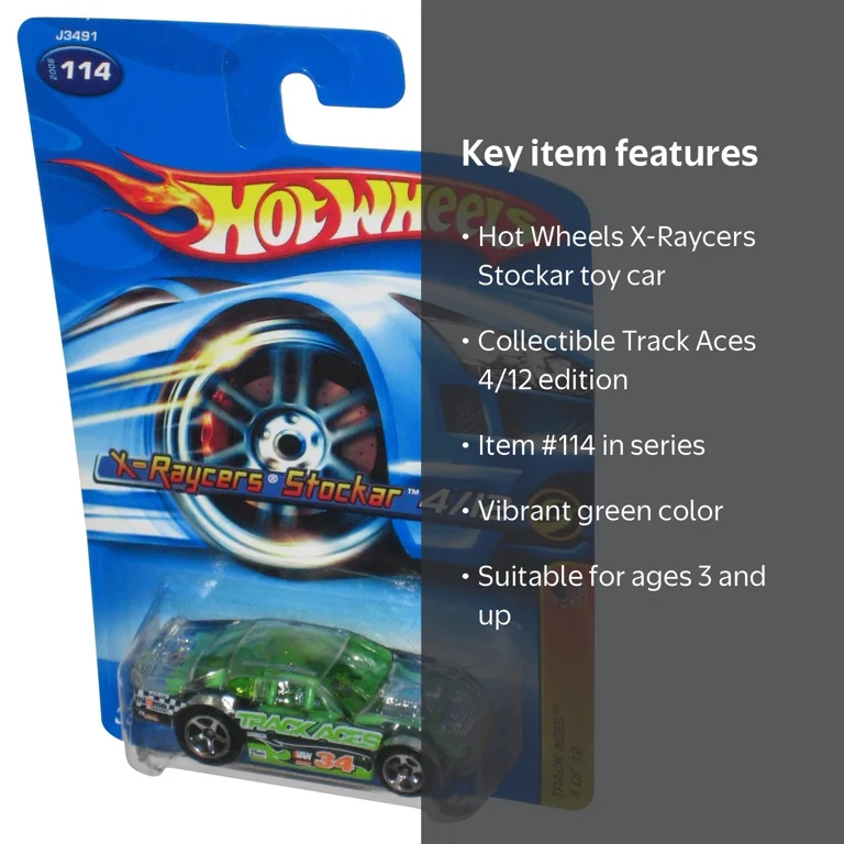 Hot Wheels Track Aces 4/12 X-Raycers Stockar Green Toy Car #114