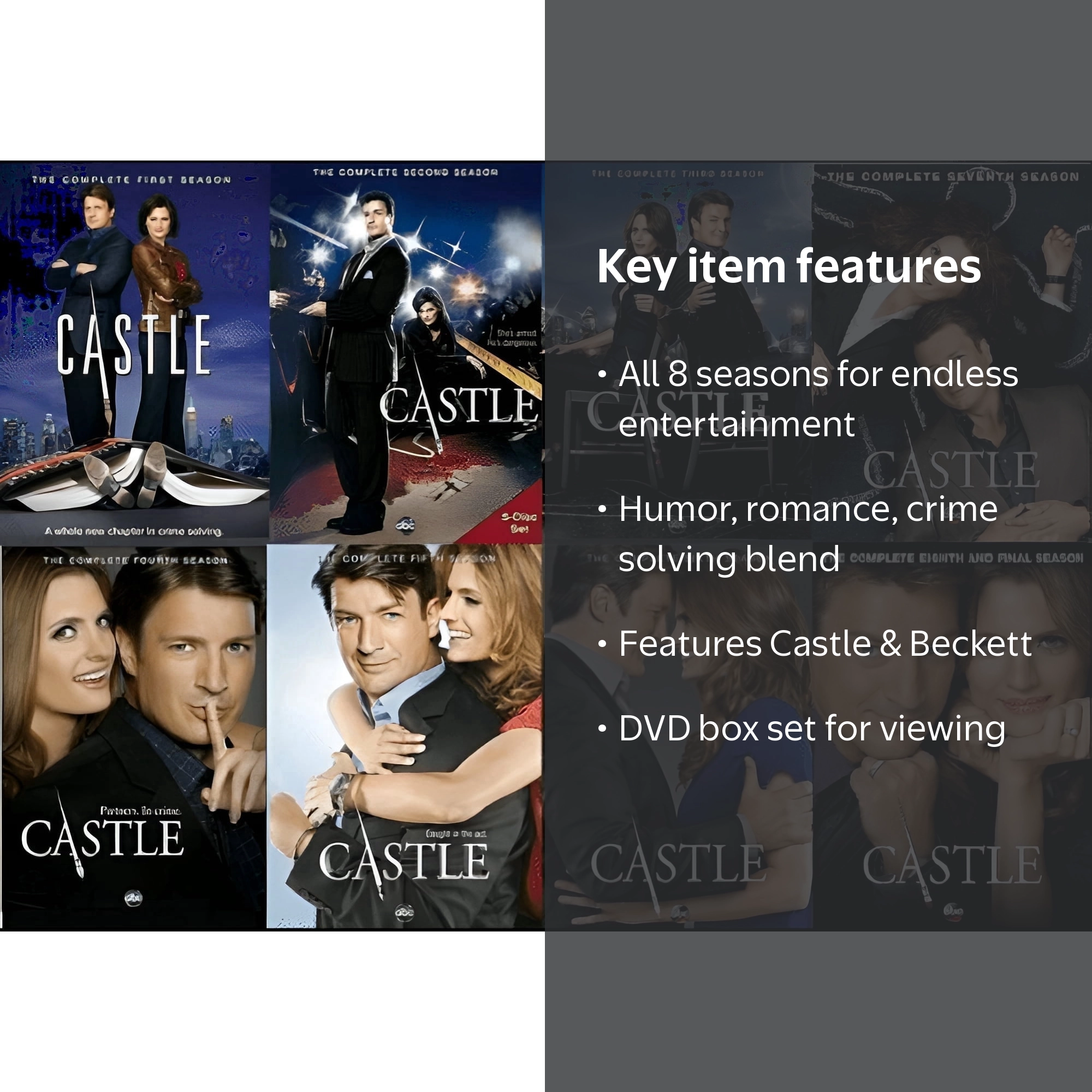 Castle TV Show: Complete Series DVD Box Set, Seasons 1-8 - Walmart.com